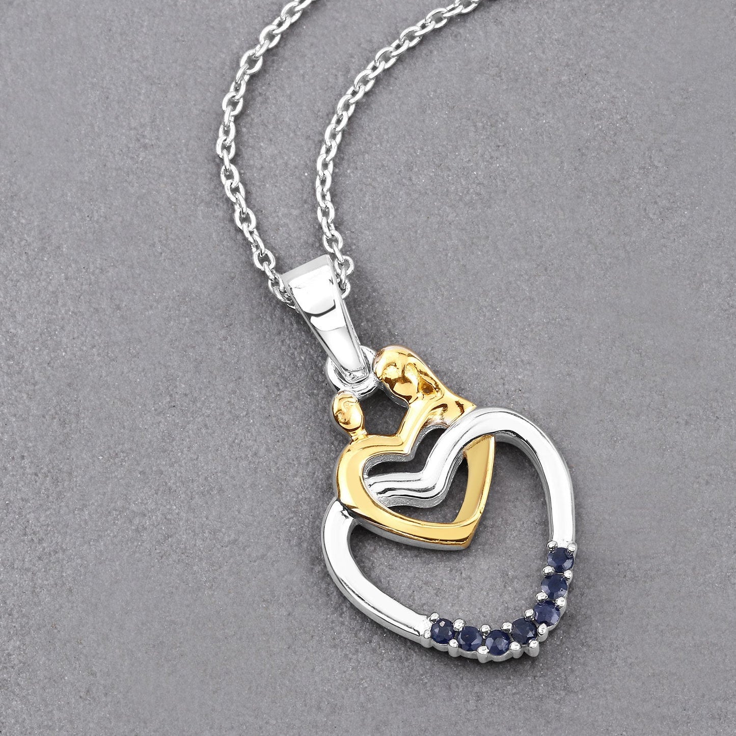 Pendentif en argent sterling avec saphir bleu véritable de 0,14 carat