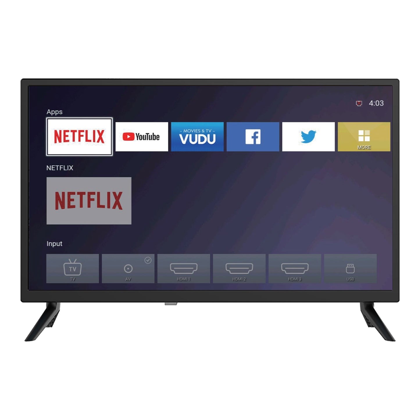 Téléviseur intelligent DLED Supersonic de 24" avec WiFi et entrées HDMI