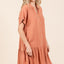 Linen Blend Button Down Shirt Mini Dress for Women