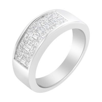 14K White Gold Princess & Baguette Diamond Engagement Ring - Size 6