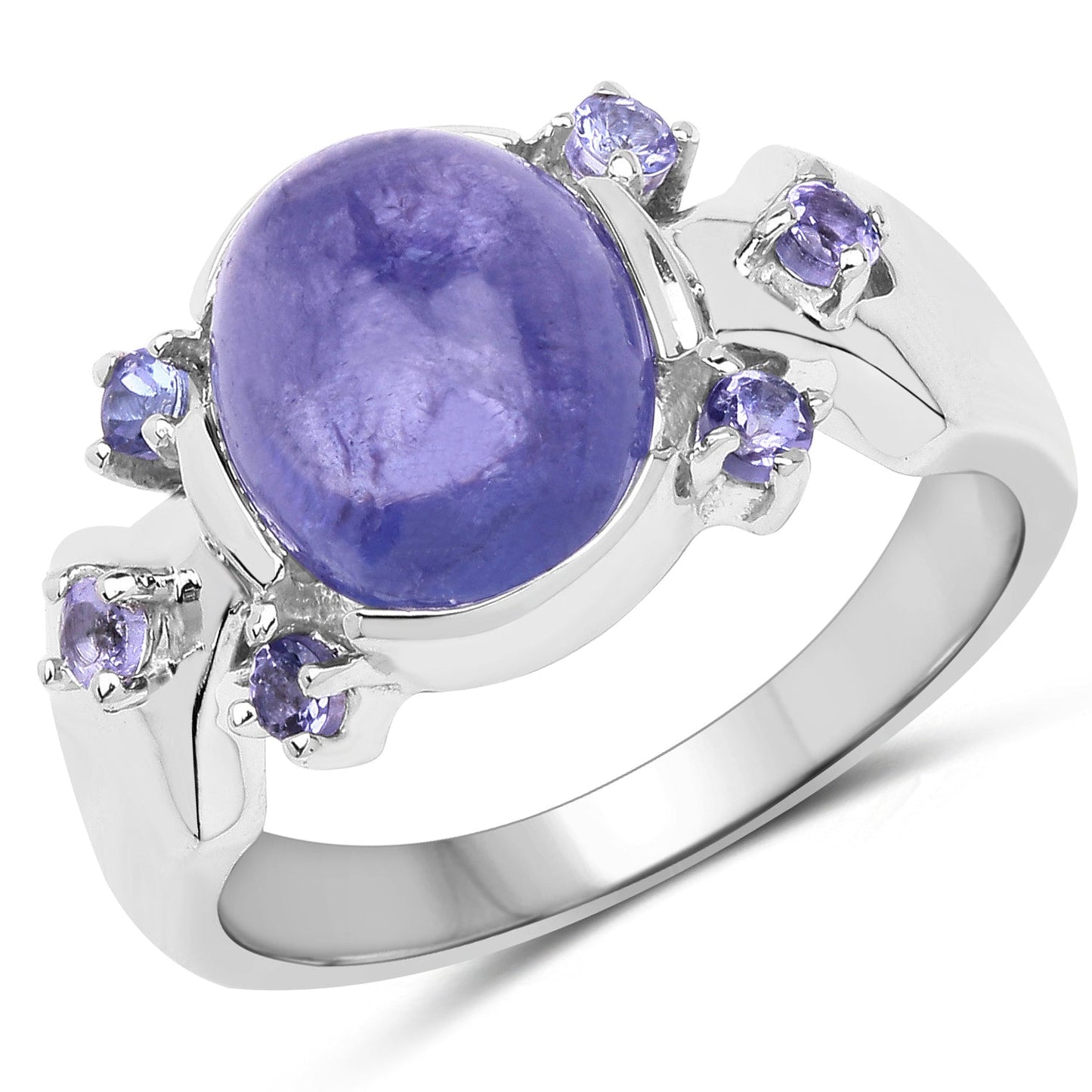 3.76 Carat Genuine Tanzanite Sterling Silver Engagement Ring