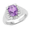 Anillo de plata esterlina de amatista de 2.13 quilates y topacio blanco