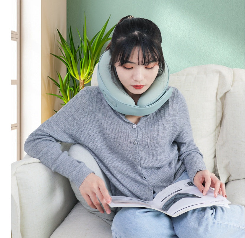 Coussin de Voyage Massant en Forme de U pour le Soutien du Cou