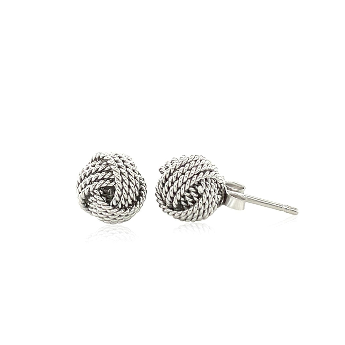 Sterling Silver Textured Love Knot Stud Earrings