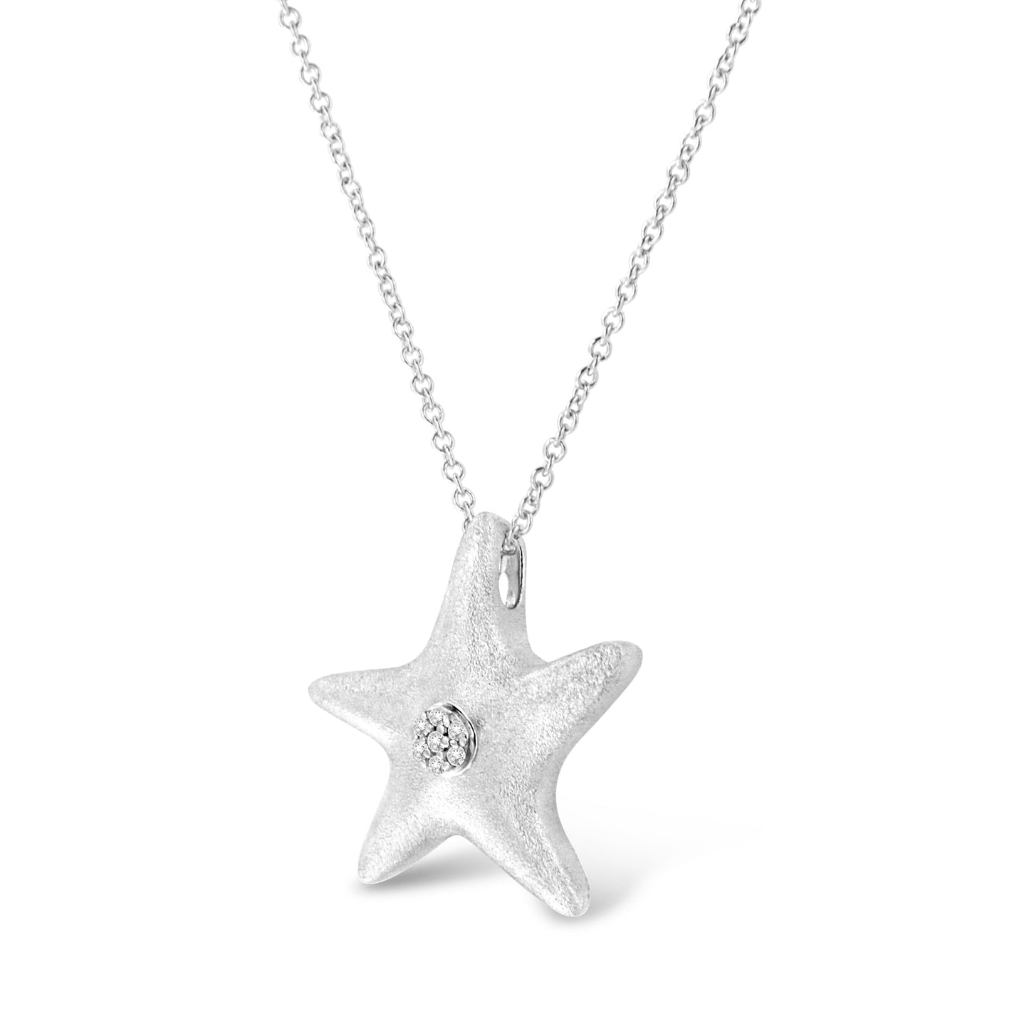 Pendentif en étoile de mer en argent sterling .925 avec accent en diamant - 18"