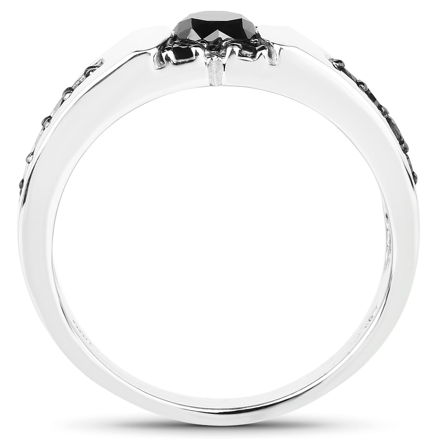 Bague de fiançailles en argent sterling avec diamant noir véritable de 0,83 carat