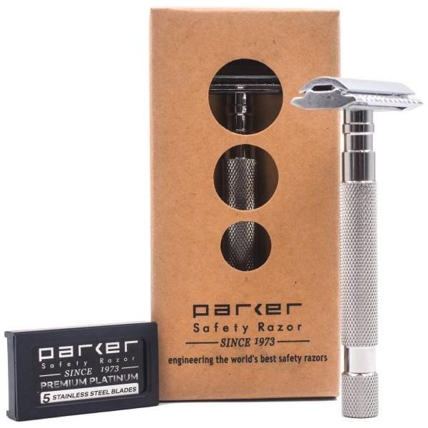 Rasoir de sécurité fermé en acier inoxydable Parker 64S
