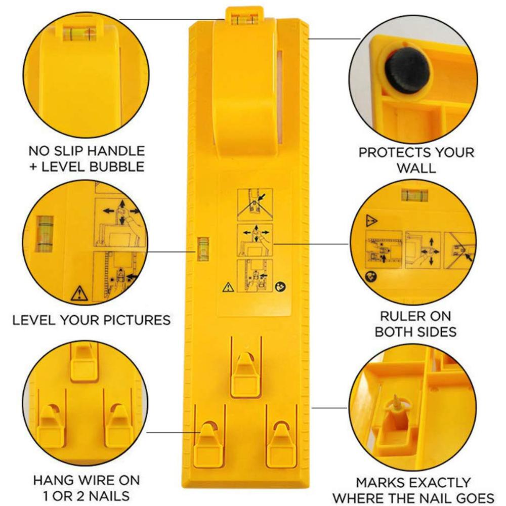 New DIY Photo Frame Level Ruler Picture Frame Hanger Hooks Easy Wall Hanging Tools Photo Hang Levels Ruler Multi-Tool Dropshippe - Korvel