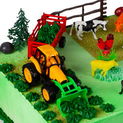 Kit de gâteau avec animaux de la ferme et tracteur