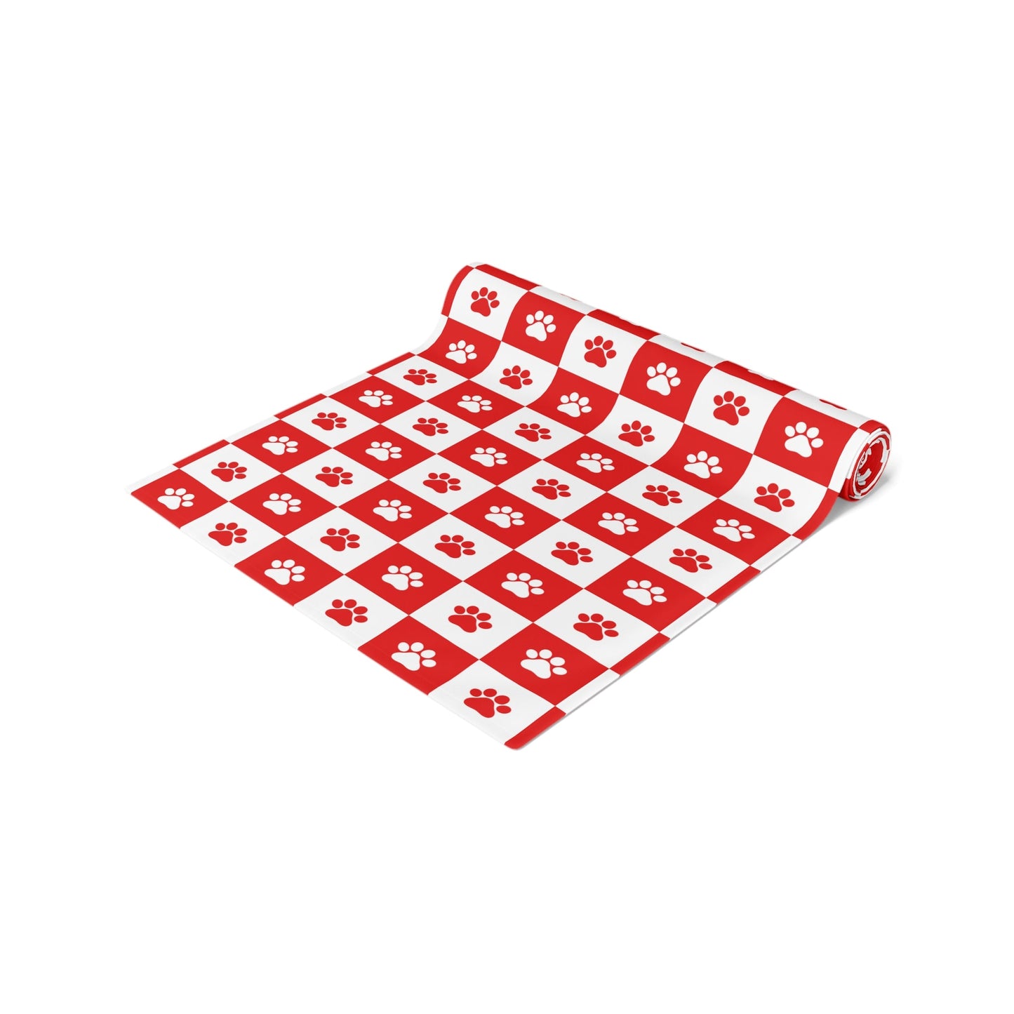 Charming Red & White Paws Table Runner - Cotton & Polyester Options - Korvel