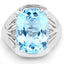 Bague de fiançailles en argent sterling avec topaze bleue véritable de 12,10 carats