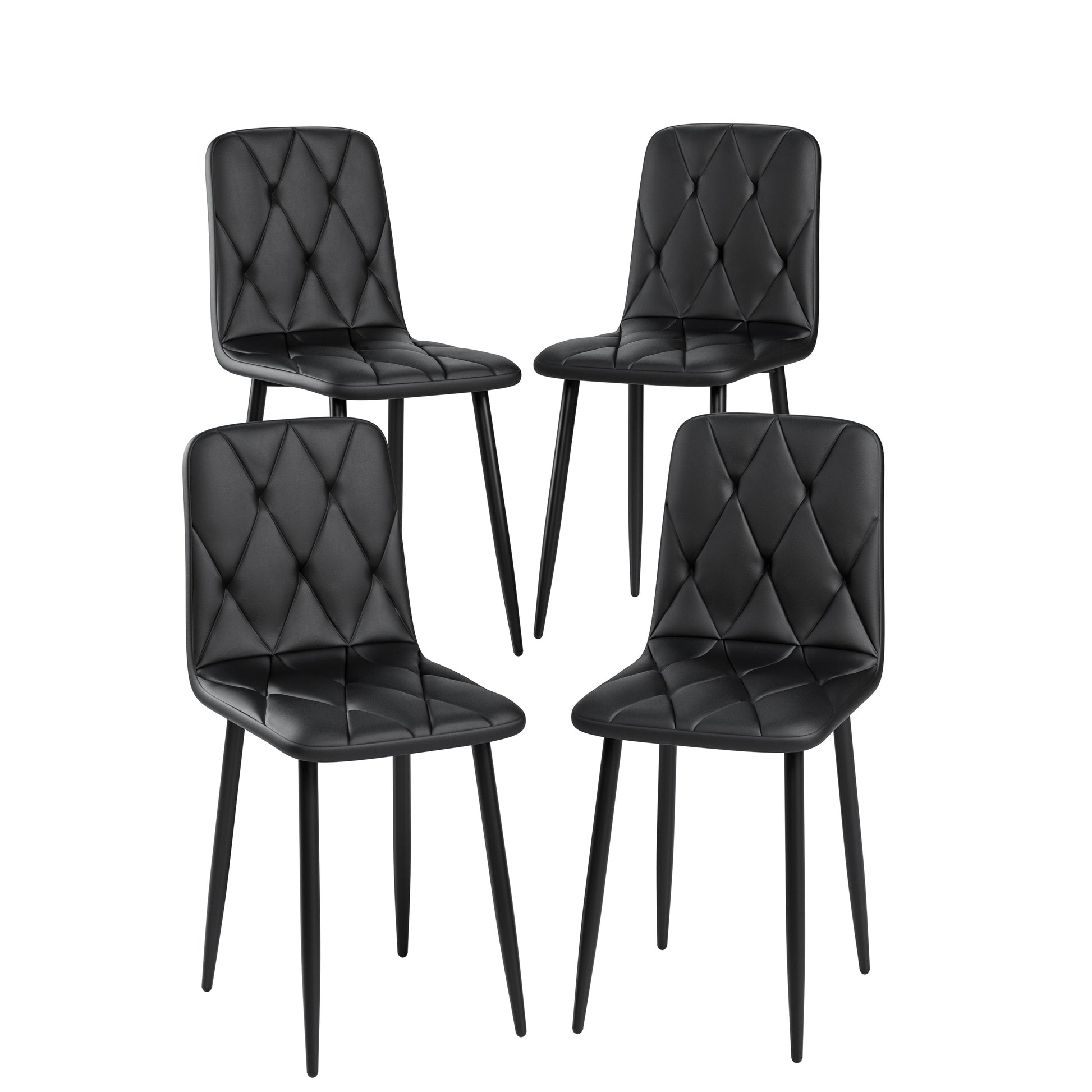 Dining Chairs Set of 4, Modern Kitchen Dining Room Chairs, PU Dining Chair Upholstered Cushion Seat and Sturdy Metal Legs - Korvel