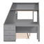 Lit superposé jumeau sur grand lit avec lit gigogne et bureau en gris