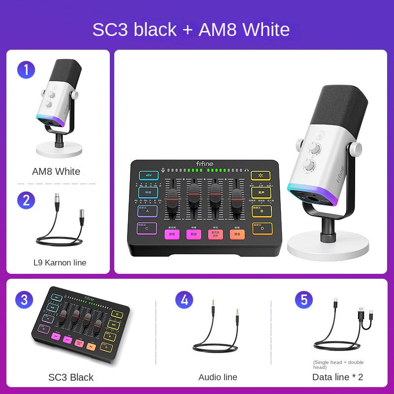 Fifine Game Live Streaming Equipment SC3 Full Set USB External Sound Card Microphone Desktop Karaoke - Korvel