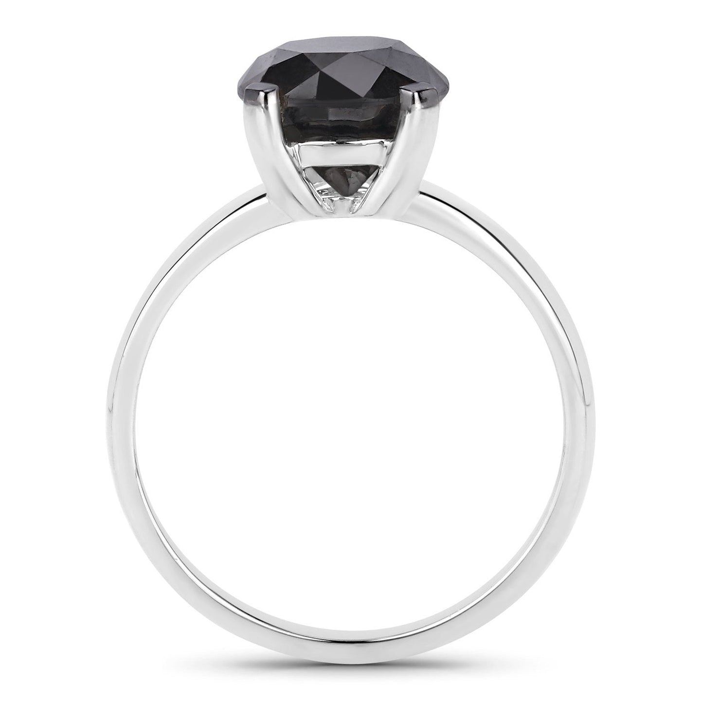 3.00 Carat Genuine Black Diamond 14K White Gold Engagement Ring