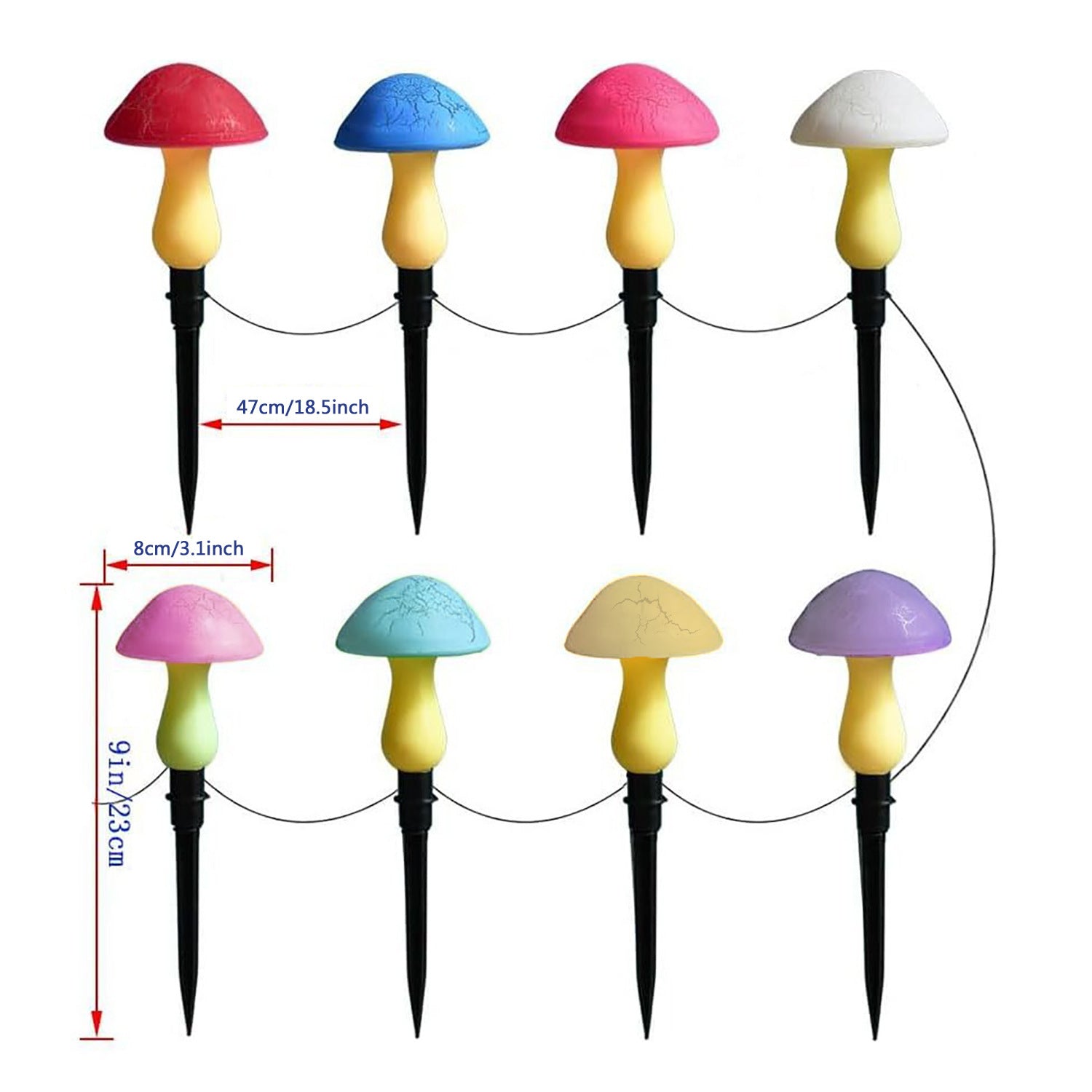 Solar mushroom light lawn LED ground plug light string outdoor waterproof one to eight plant decorative light - Korvel