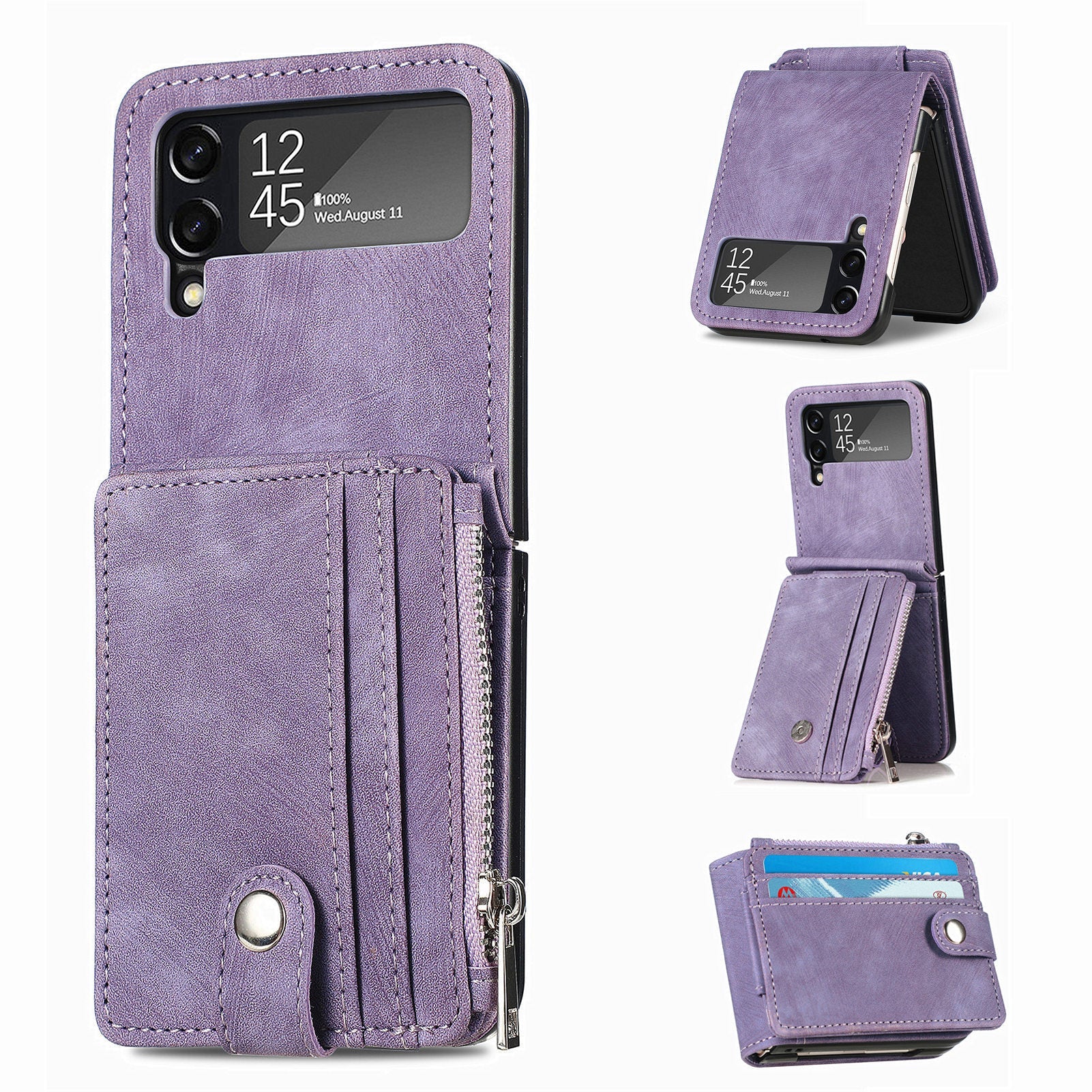 Suitable for Samsung Galaxy Z Flip4 folding phone case zipper card insertion protective cover Z Flip3 flip cover - Korvel