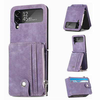 Suitable for Samsung Galaxy Z Flip4 folding phone case zipper card insertion protective cover Z Flip3 flip cover - Korvel