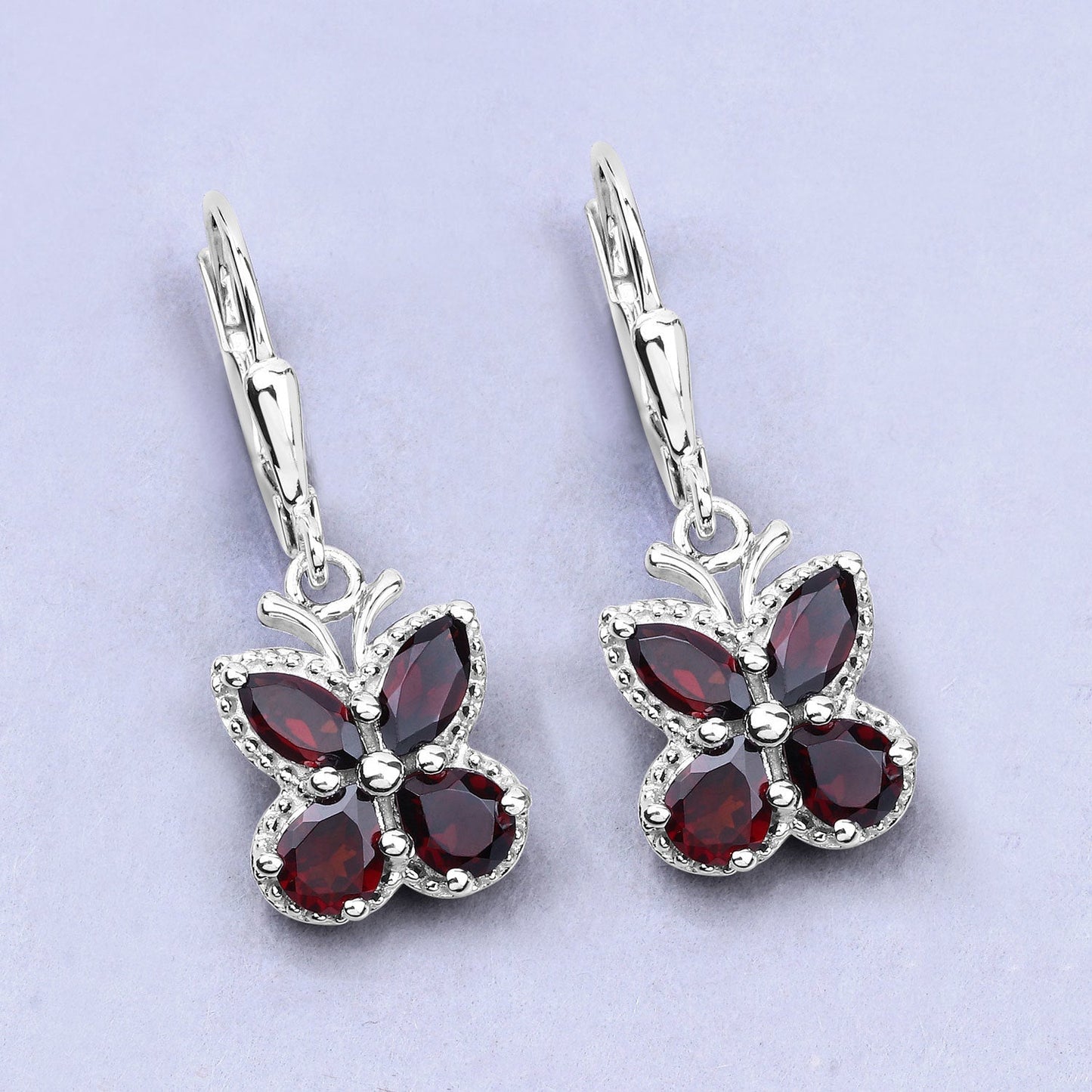 Boucles d'oreilles en argent sterling .925 avec grenat véritable de 2,60 carats
