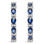 14K White Gold Oval Blue Sapphire & Diamond Hoop Earrings