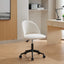 Velvet fabric office chair, mid back adjustable rotating computer chair, black legs, cushioned office chair with wheels ，White - Korvel