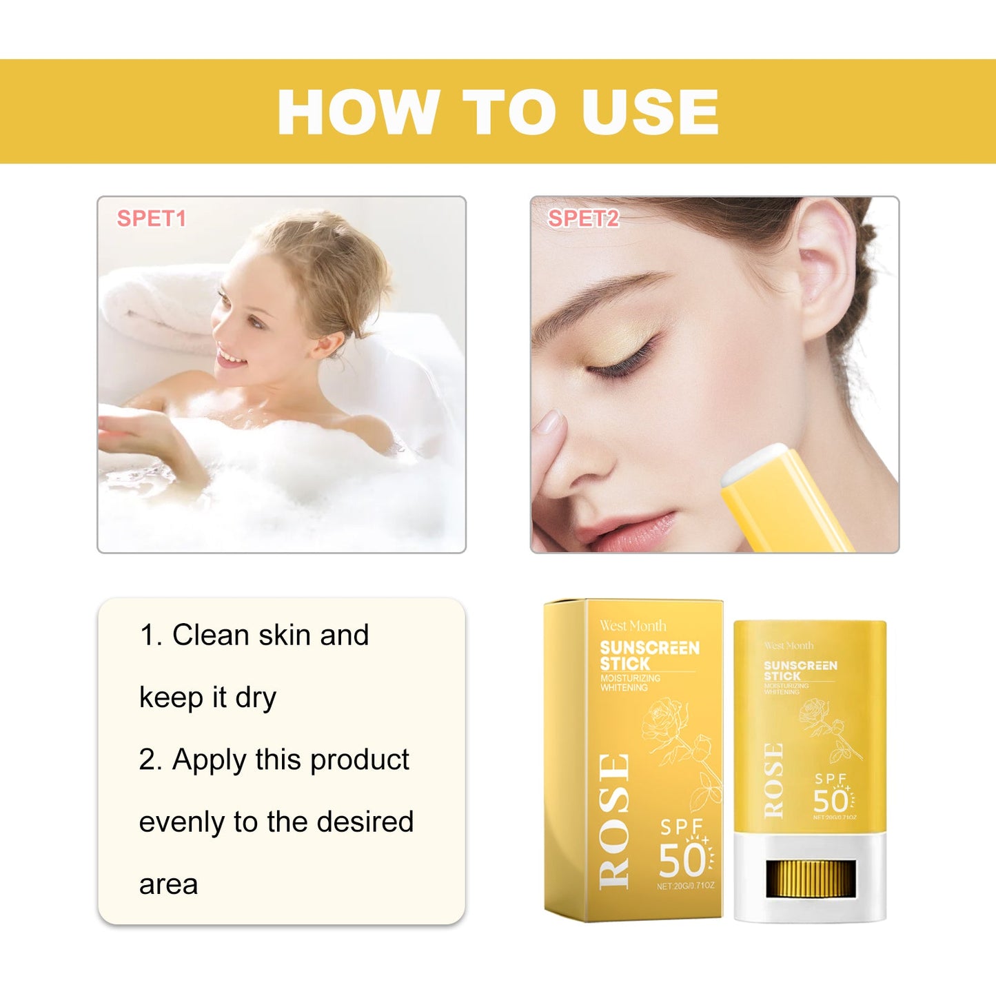 Sunscreen Stick, Refreshing Non-Greasy Concealer Moisturizing Whitening Skin Protection Cream - Korvel