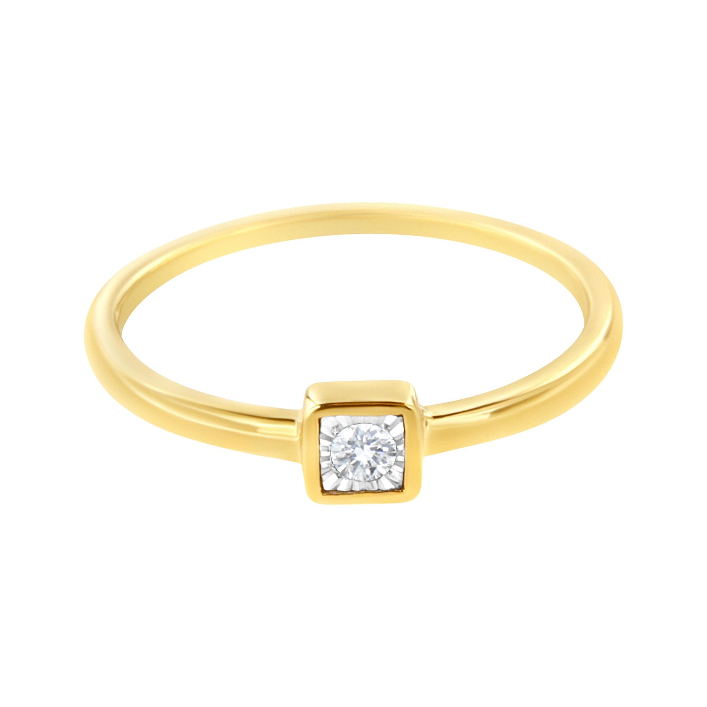 14K Yellow Gold Plated Sterling Silver Miracle Set Diamond Promise Ring - Size 6