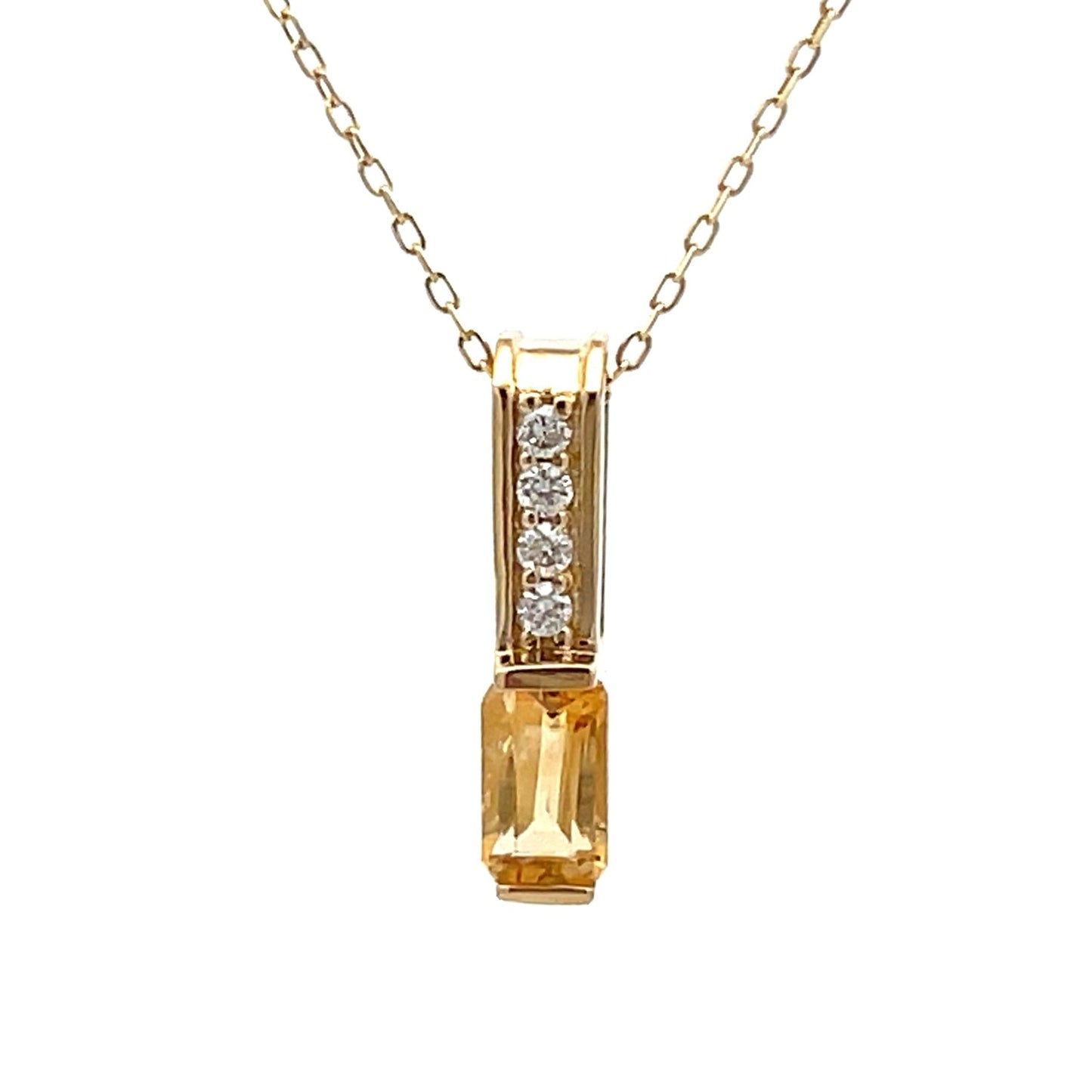 .06ct Citrine Diamond Pendant in 10KT Yellow Gold