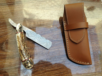 Premium Damascus Steel Straight Razor with Antler Handle - Elevate Your Shaving Ritual - Korvel