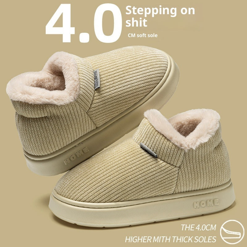 Zapatillas de Algodón con Tobillo de Felpa para Mujeres