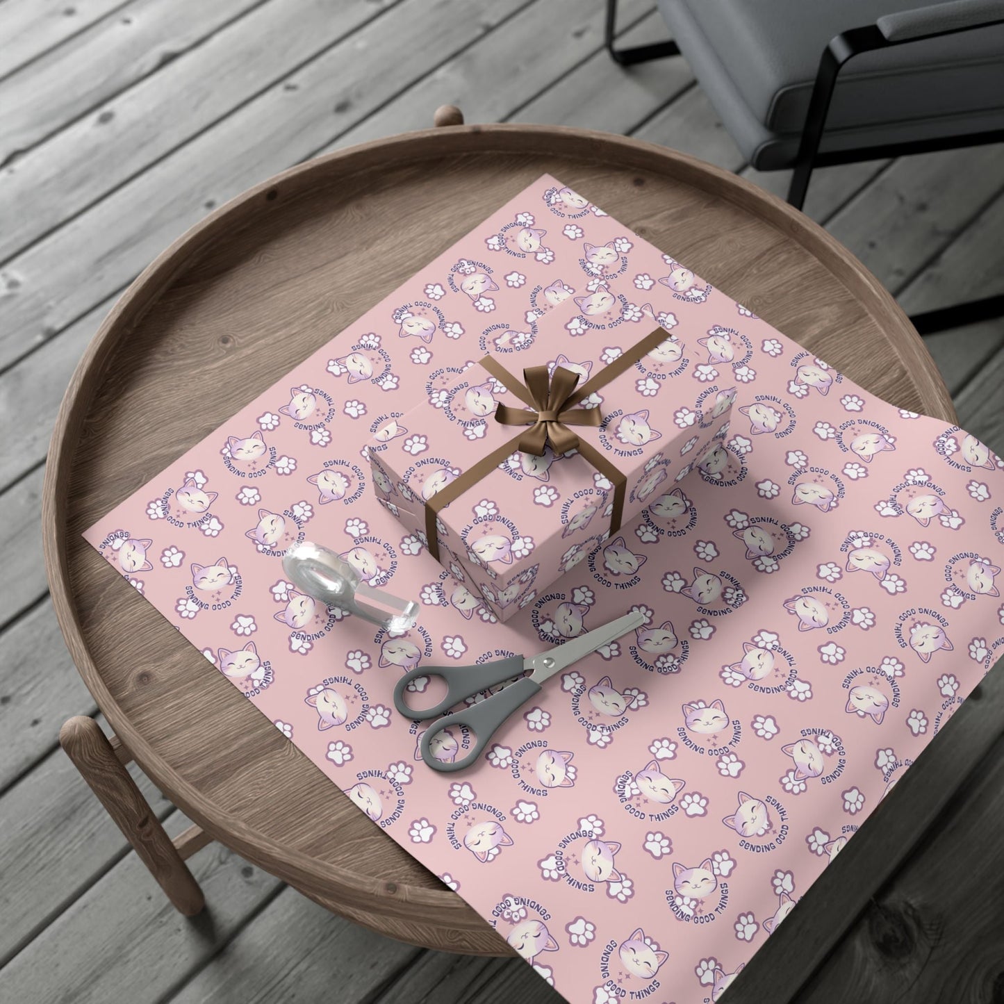 Smiling Cat Pattern Gift Wrap - All-Purpose Wrapping Paper
