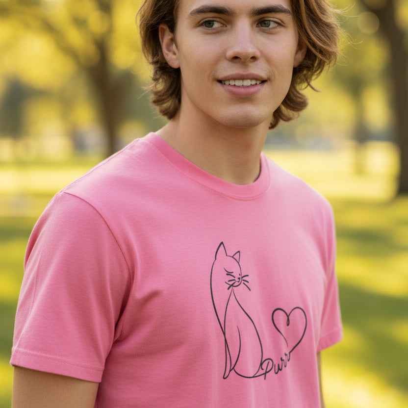 Purr Line Art Cat Unisex T-Shirt