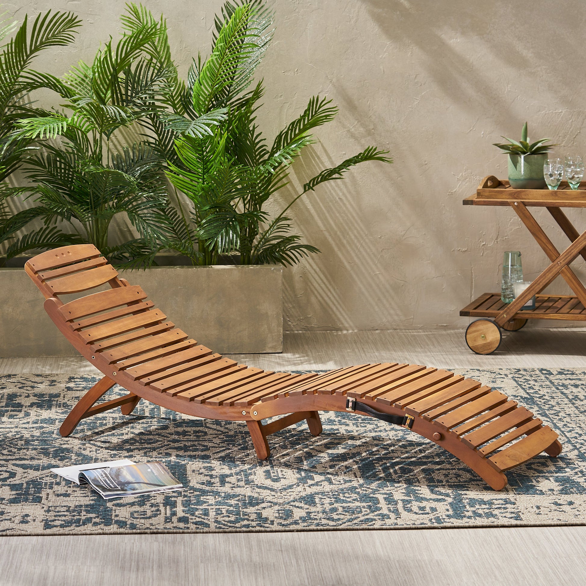 LAHAINA WOOD FOLDABLE CHAISE LOUNGE - Korvel