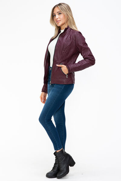 Veste à couches à double fermeture éclair pour femmes, chaude et élégante, avec capuche en fausse fo