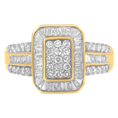 10K Yellow Gold Diamond Cluster Engagement Ring - Size 7