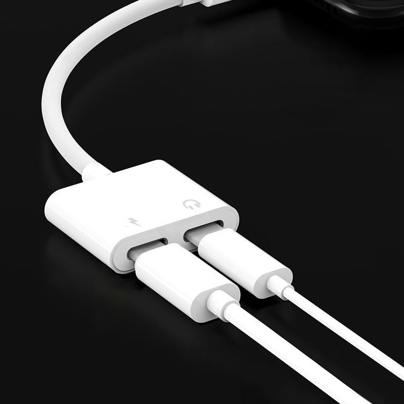 udio Adapter Charger Cable For iPhone X 8 Dual Headphone Aux cable for Lightning Converter For iPhone 10 Charging Splitter - Korvel