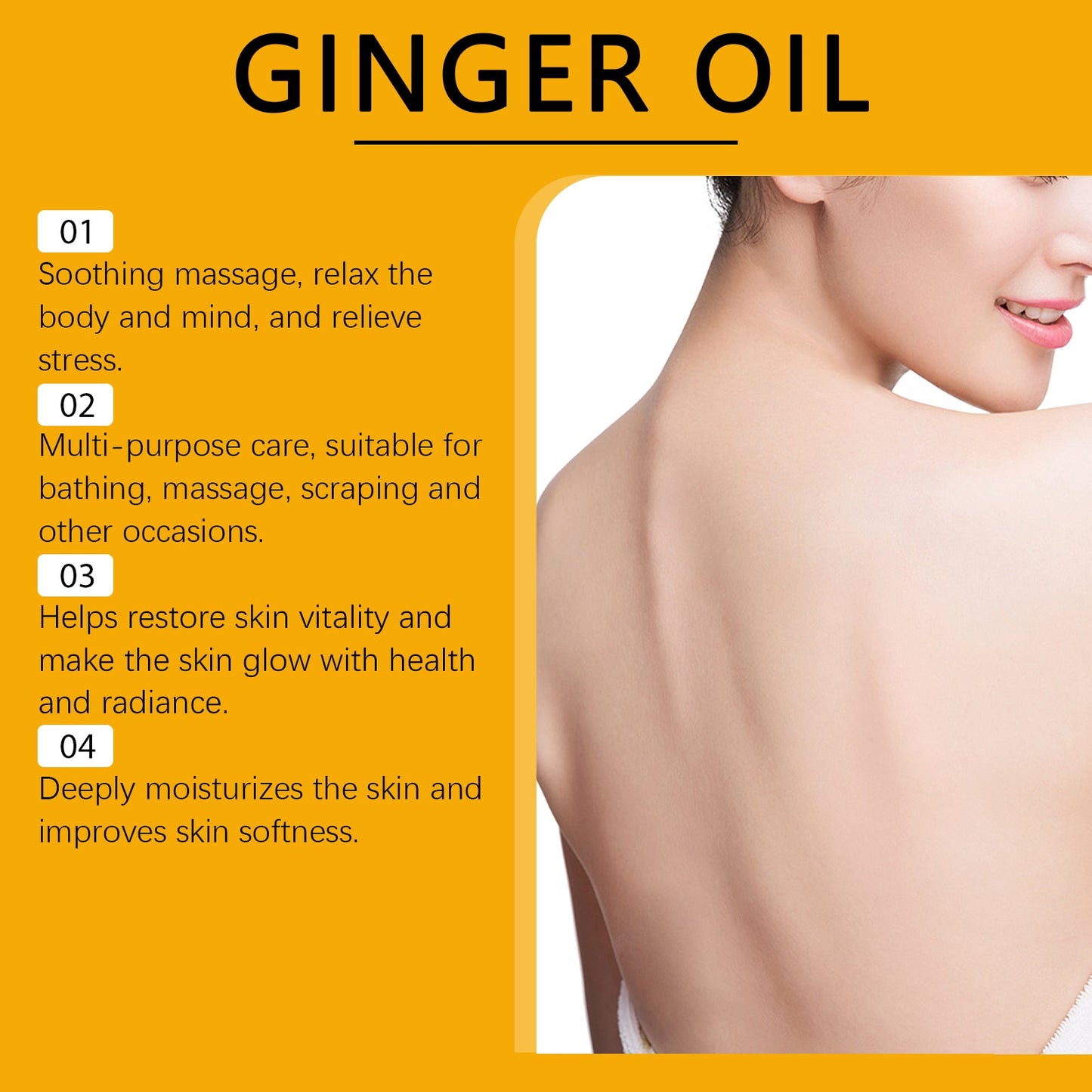 Ginger Massage Essential Oil, Ginger Care Essence Oil Body Massage Daily Care Firming Skin - Korvel