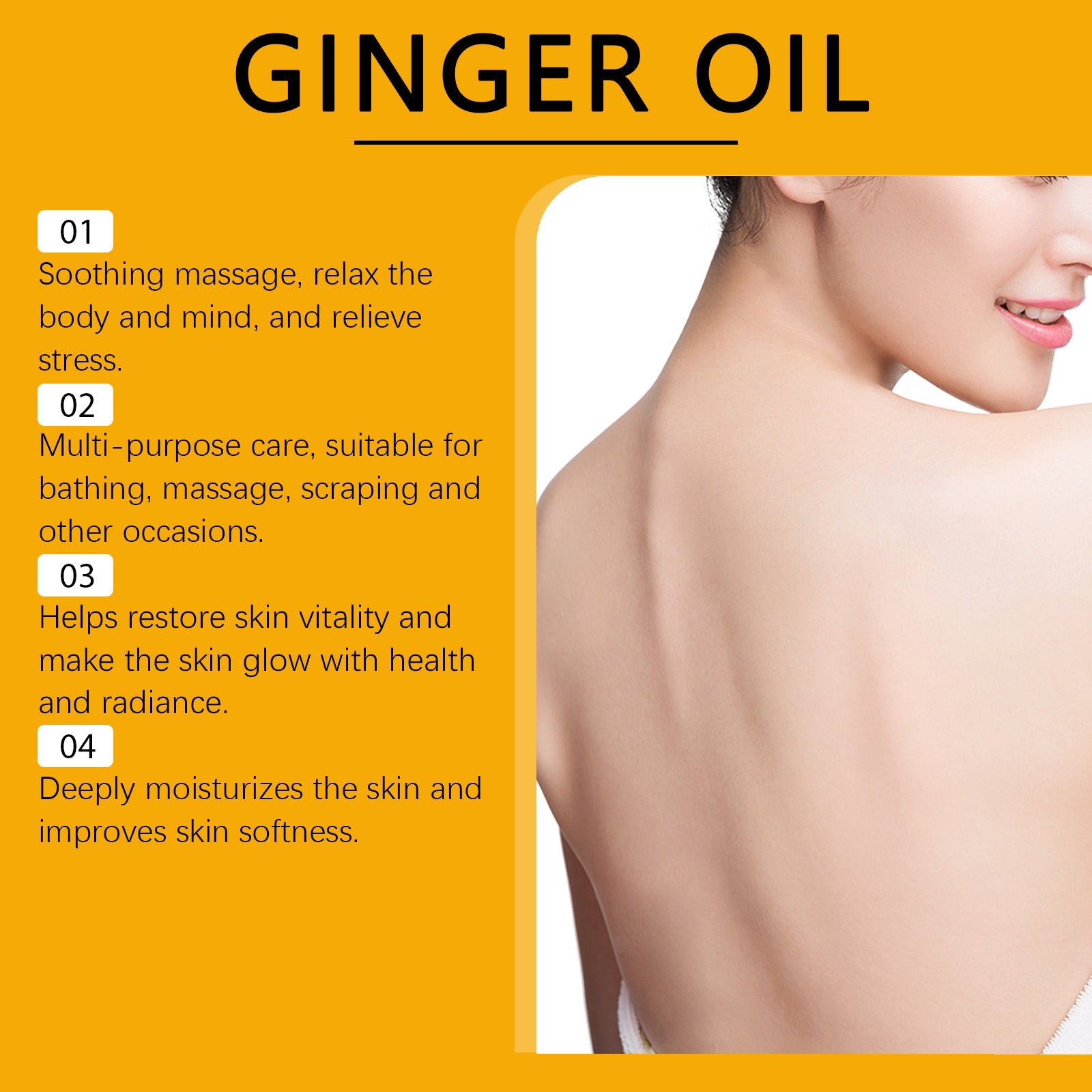 Ginger Massage Essential Oil, Ginger Care Essence Oil Body Massage Daily Care Firming Skin - Korvel