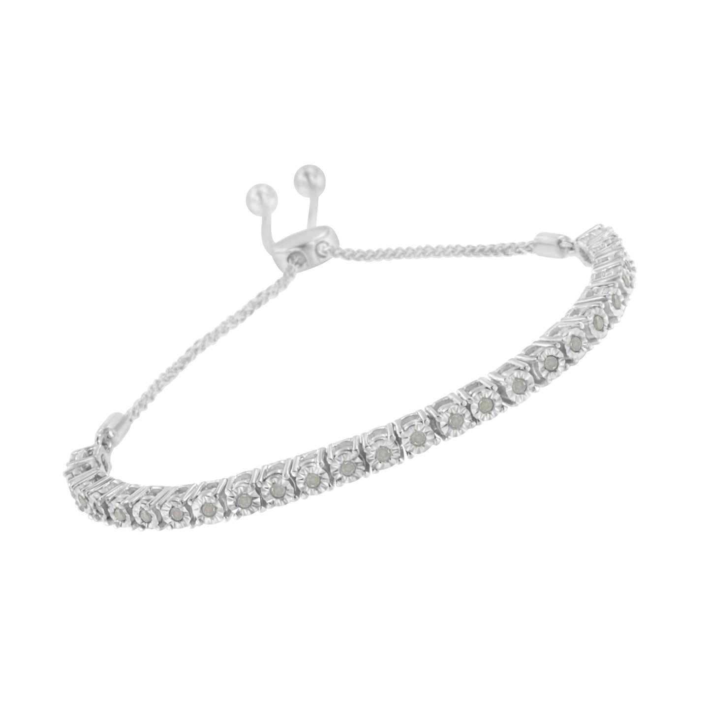 Pulsera de tenis ajustable de oro amarillo de 10K sobre plata esterlina