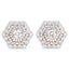 Chaqueta de Aretes Doble Halo de Diamantes en Oro Rosa y Blanco de 14K