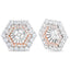 Chaqueta de Aretes Doble Halo de Diamantes en Oro Rosa y Blanco de 14K