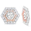 Chaqueta de Aretes Doble Halo de Diamantes en Oro Rosa y Blanco de 14K