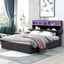 Queen Size Upholstered Platform Bed with Storage & LED, Dark Gray