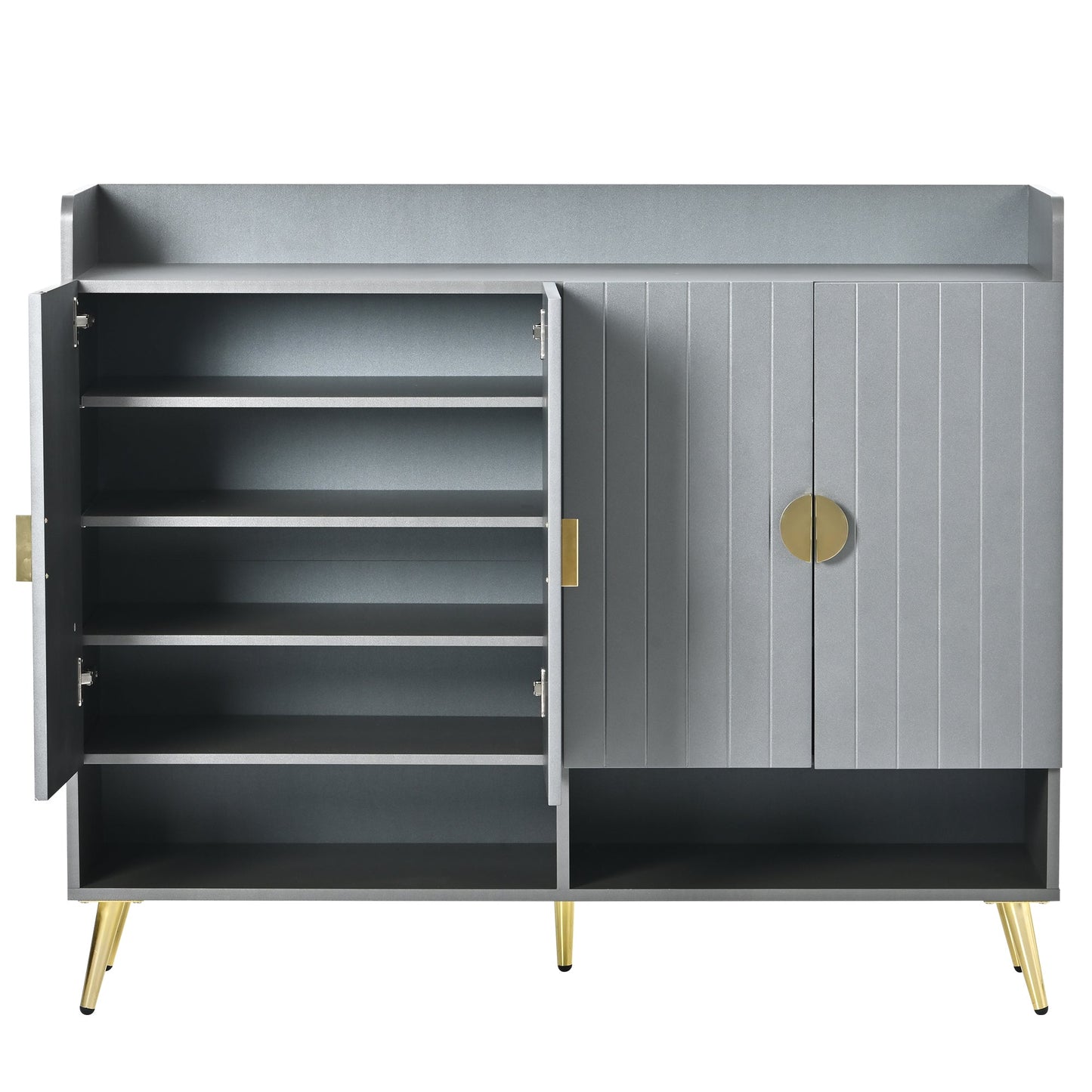 U-Can shoe cabinet with door, 11 layer shoe cabinet with adjustable shelves, modern wooden shoe cabinet (matte surface) - Korvel