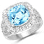 Anillo de plata esterlina con topacio azul y topacio blanco de 5.17 quilates