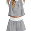 Striped Chic Plus Size Top & Shorts Set