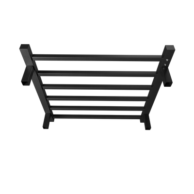 Towel Warmer 6 Bar Electric Heated Towel Rack Wall Mount Plug-in/Bath Towel Heater Matt-Black - Timer - Korvel