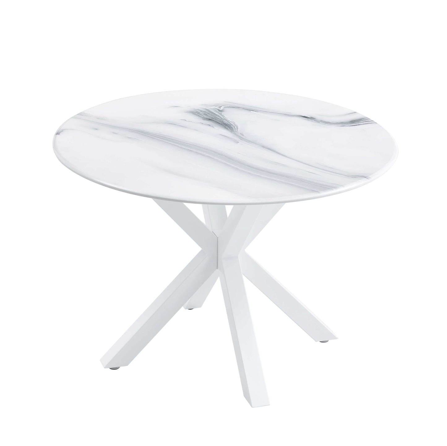 Table à manger médiévale blanche de 42,1" pour 4-6 personnes