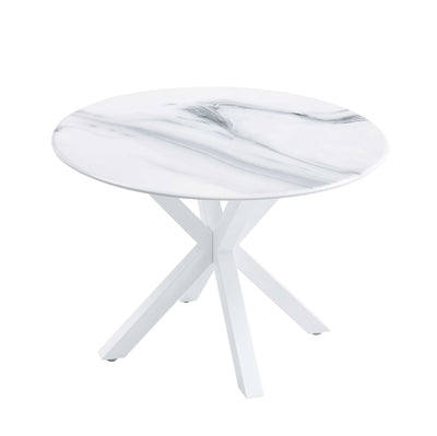 42.1" White Medieval Dining Table for 4-6 People