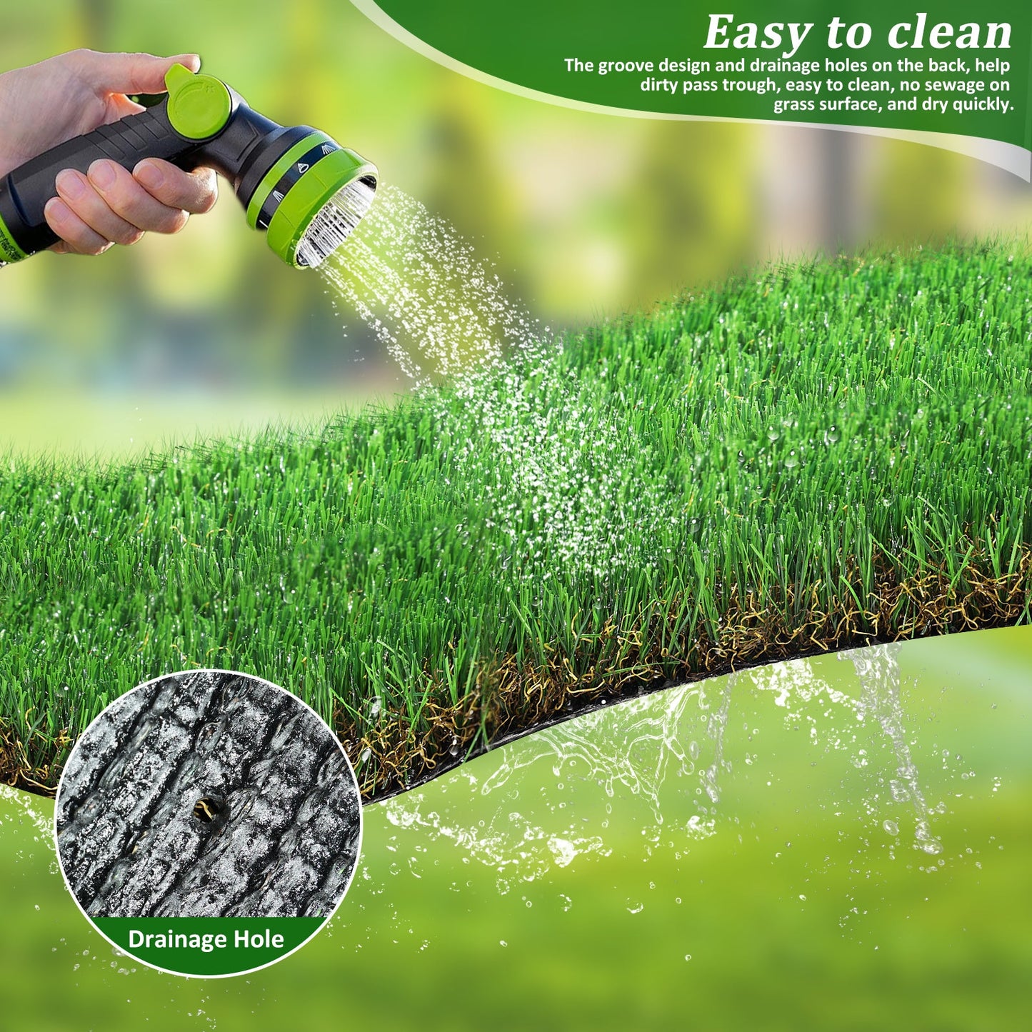 4FTX6FT outdoor artificial grass running blanket, thick and realistic fake grass roll with a pile height of 1.38 inches - Korvel